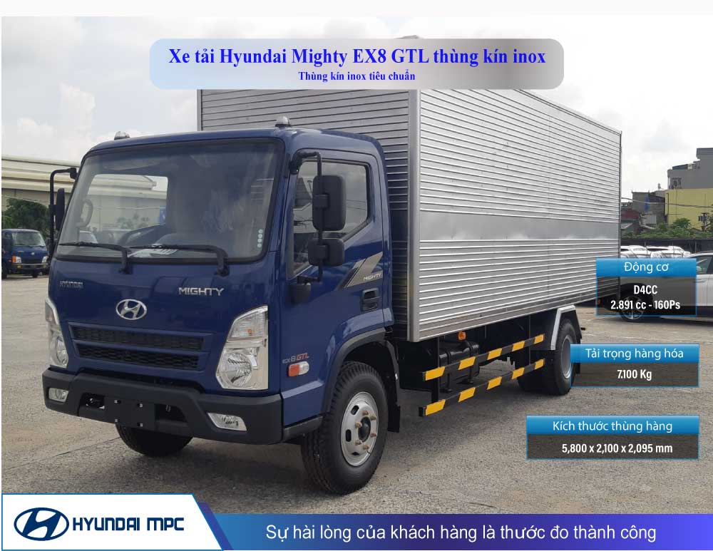 Hình ảnh Xe tải Hyundai EX8 GTL thùng kín inox tiêu chuẩn